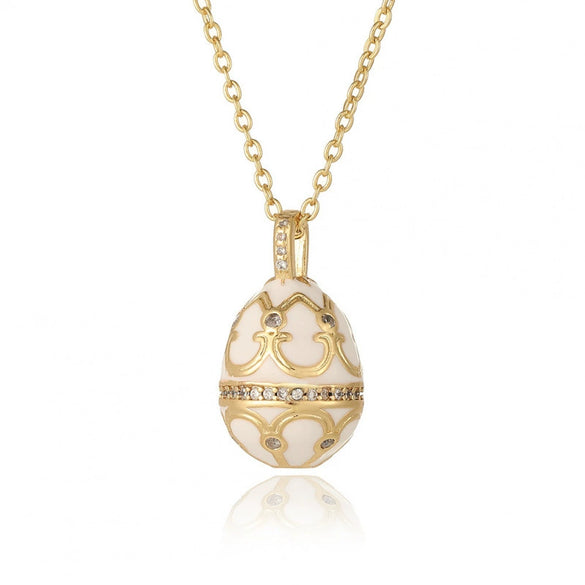 Women's Jewelry Copper Drop Shape Pendant Easter Egg Retro Religious Necklace Electroplating O Word Chain