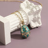 Women's Jewelry Copper Drop Shape Pendant Easter Egg Retro Religious Necklace Electroplating O Word Chain