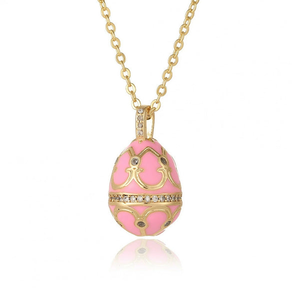 Women's Jewelry Copper Drop Shape Pendant Easter Egg Retro Religious Necklace Electroplating O Word Chain