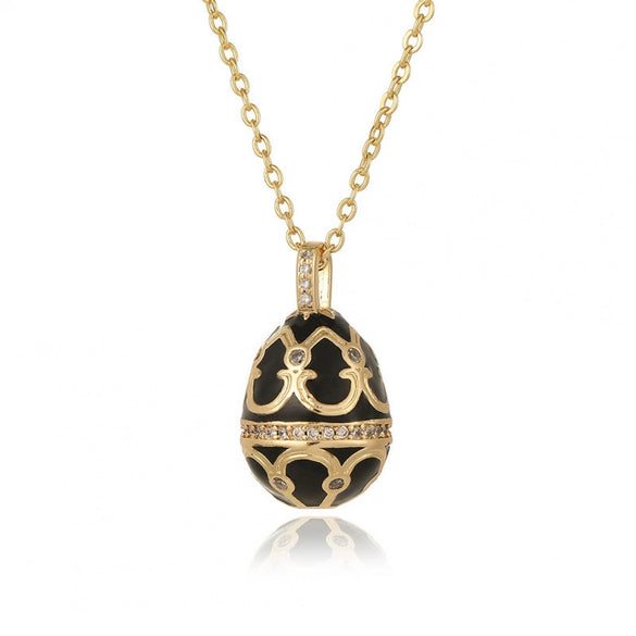 Women's Jewelry Copper Drop Shape Pendant Easter Egg Retro Religious Necklace Electroplating O Word Chain