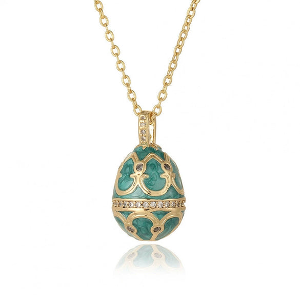 Women's Jewelry Copper Drop Shape Pendant Easter Egg Retro Religious Necklace Electroplating O Word Chain