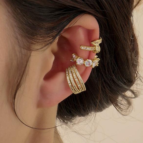Women's Jewelry Copper Geometric Ear Clip With Electroplating And Microinlaid Zirconium Retro Style