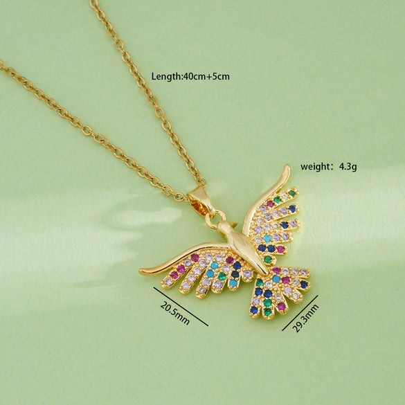 Women's Jewelry Copper Pendant Necklace With Angel Wings Animal Zodiac Pattern 18K Gold Plated Light Luxury Style