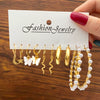 Women's Jewelry Crystal Alloy Flower Pattern Oil Butterfly Snake Pearl Earrings 5Piece Set With Electroplating