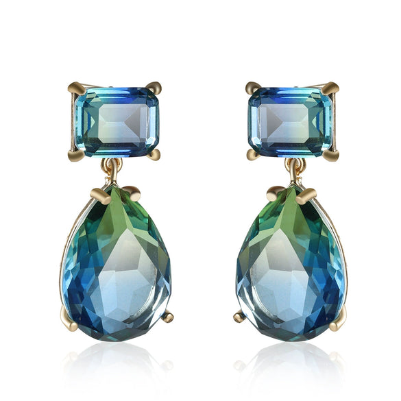 Women's Jewelry Earrings Pendant Set Copper Artificial Crystal Love Water Drop Bell Fashion Electroplating