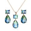 Women's Jewelry Earrings Pendant Set Copper Artificial Crystal Love Water Drop Bell Fashion Electroplating