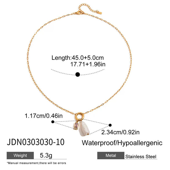Women's Jewelry Freshwater Pearl Titanium Steel Geometric Retro Necklace With Electroplating