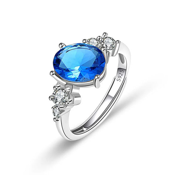 Women's Jewelry Geometric Sapphire Ring Inlaid With Colorful Ruby Emerald Copper Electroplating