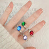 Women's Jewelry Geometric Sapphire Ring Inlaid With Colorful Ruby Emerald Copper Electroplating