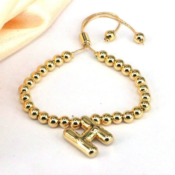 Women's Jewelry Gold Plated Balloon Az Letters Bracelet With Geometric Design And Electroplating Process
