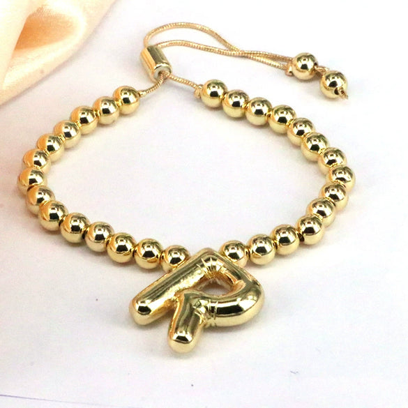 Women's Jewelry Gold Plated Balloon Az Letters Bracelet With Geometric Design And Electroplating Process