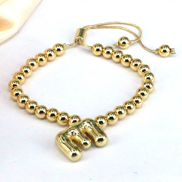Women's Jewelry Gold Plated Balloon Az Letters Bracelet With Geometric Design And Electroplating Process