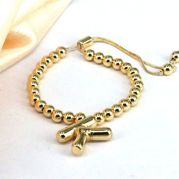 Women's Jewelry Gold Plated Balloon Az Letters Bracelet With Geometric Design And Electroplating Process