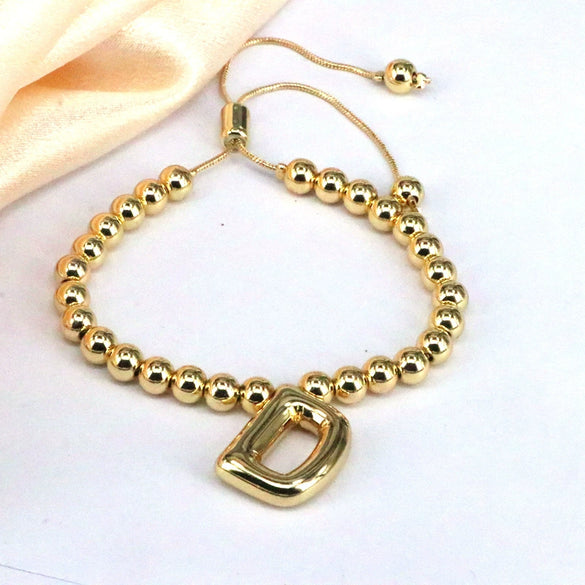 Women's Jewelry Gold Plated Balloon Az Letters Bracelet With Geometric Design And Electroplating Process