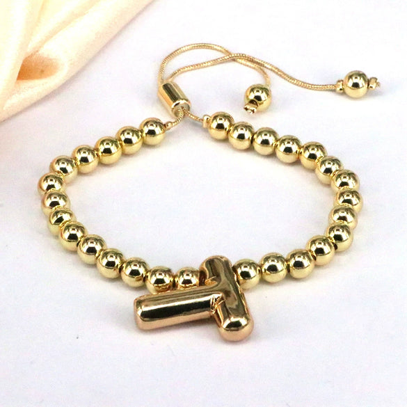 Women's Jewelry Gold Plated Balloon Az Letters Bracelet With Geometric Design And Electroplating Process