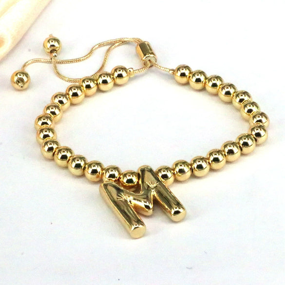 Women's Jewelry Gold Plated Balloon Az Letters Bracelet With Geometric Design And Electroplating Process