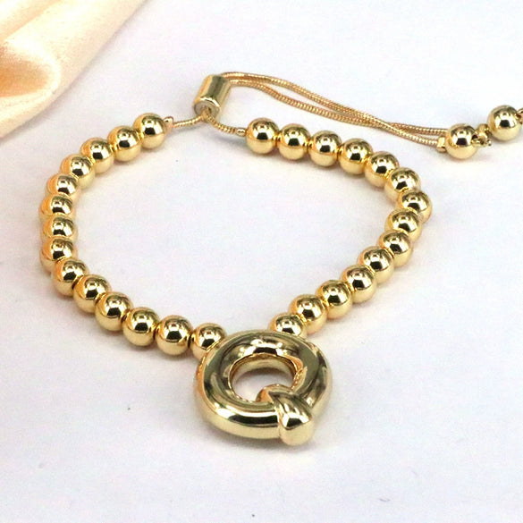 Women's Jewelry Gold Plated Balloon Az Letters Bracelet With Geometric Design And Electroplating Process