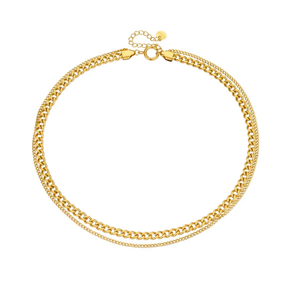 Women's Jewelry Necklace Titanium Steel Gold Plated Double Layer Stacked Chain Punk Hip Hop Style