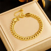Women's Jewelry Necklace Titanium Steel Gold Plated Double Layer Stacked Chain Punk Hip Hop Style