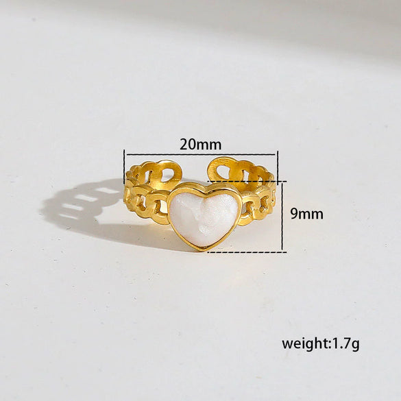 Women's Jewelry Ring 304 Stainless Steel Fashionable Heart Geometric Gold Plated