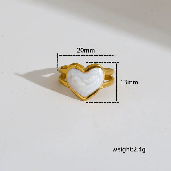 Women's Jewelry Ring 304 Stainless Steel Fashionable Heart Geometric Gold Plated