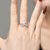 Women's Jewelry S925 Sterling Silver Closed Ring With Water Drop Zircon Inlaid Bow Shape Design Electroplated