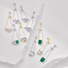Women's Jewelry S925 Sterling Silver Prism Geometric Electroplated Fashion Allmatch Earrings Ring