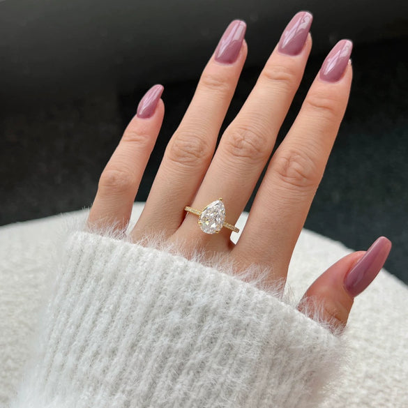 Women's Jewelry S925 Sterling Silver Water Drop Geometric Ring Electroplated