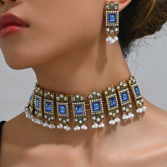 Women's Jewelry Set Alloy Geometric Style Retro Exaggerated With Electroplating And Water Wave Chain