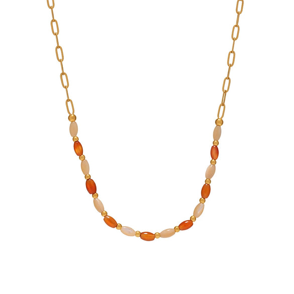 Women's Jewelry Set Ferris Wheel Retro Spliced Agate Shell Beads Titanium Steel Plated Stainless Steel Necklace Bracelet Earrings