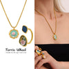 Women's Jewelry Set Ferris Wheel Rose Enamel Color Titanium Steel Electroplated Necklace And Ring