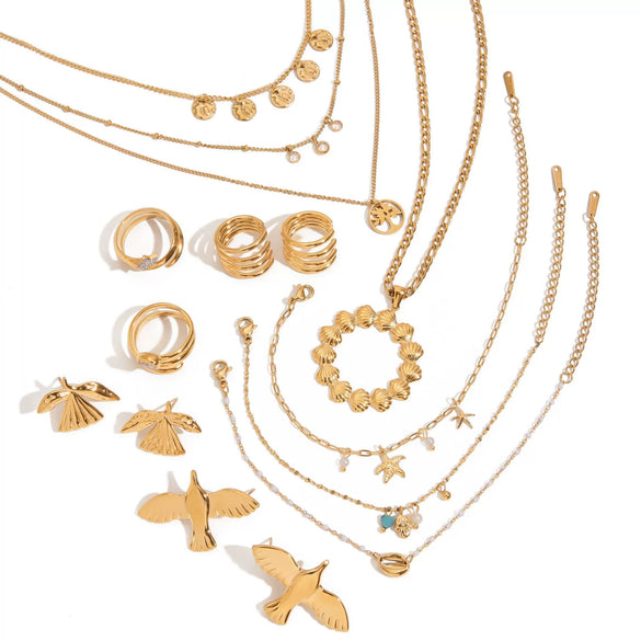 Women's Jewelry Set Stainless Steel And Titanium Steel With Animal Pattern And Electroplating Earrings Necklaces And Hand Accessories