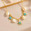 Women's Jewelry Set Stainless Steel Shell Starfish Oil Drop With Marine Life Pattern Electroplated Box Chain