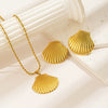 Women's Jewelry Set Titanium Steel Plants And Flowers Pattern Electroplating Earrings And Necklaces