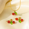 Women's Jewelry Set Titanium Steel Plants And Flowers Pattern Electroplating Earrings And Necklaces