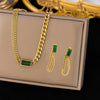 Women's Jewelry Set Titanium Steel Plants And Flowers Pattern Electroplating Earrings And Necklaces
