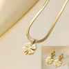 Women's Jewelry Set Titanium Steel Plants And Flowers Pattern Electroplating Earrings And Necklaces