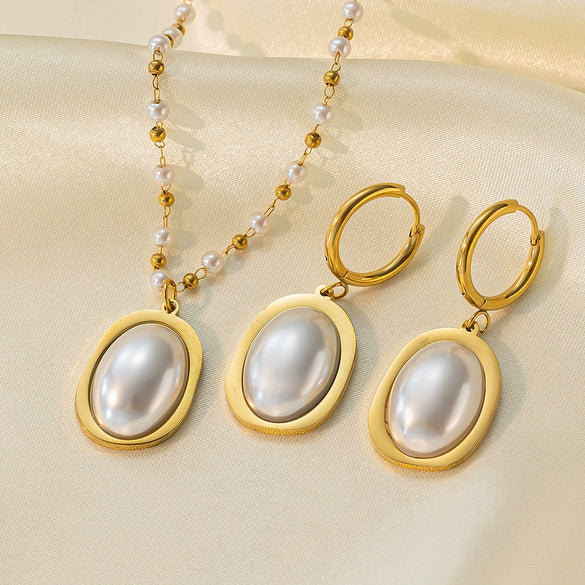 Women's Jewelry Set Titanium Steel Plants And Flowers Pattern Electroplating Earrings And Necklaces