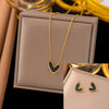 Women's Jewelry Set Titanium Steel Plants And Flowers Pattern Electroplating Earrings And Necklaces
