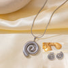Women's Jewelry Set Titanium Steel Plants And Flowers Pattern Electroplating Earrings And Necklaces