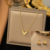 Women's Jewelry Set Titanium Steel Plants And Flowers Pattern Electroplating Earrings And Necklaces