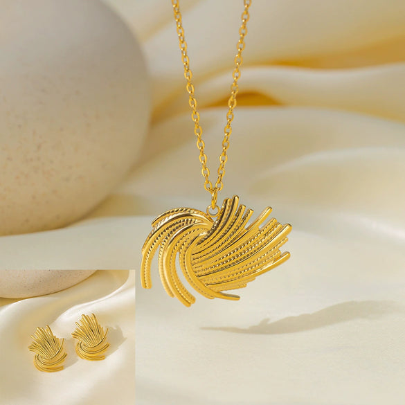 Women's Jewelry Set Titanium Steel Plants And Flowers Pattern Electroplating Earrings And Necklaces