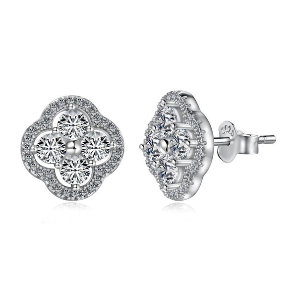 Women's Jewelry Set With S925 Sterling Silver Clover Zircon Inlaid Electroplated