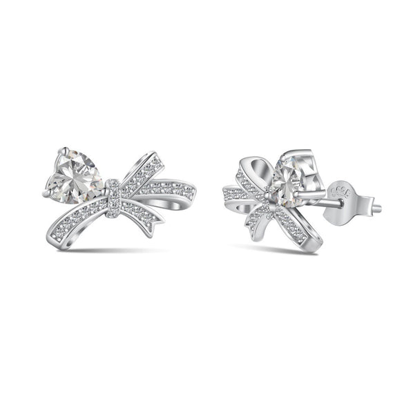 Women's Jewelry Set With 925 Sterling Silver Love Zircon Inlaid Bow Heart Water Drop And Bell Shapes Light Luxury Style Electroplated