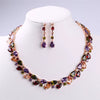 Women's Jewelry Set Zircon Plant Flowers Glass Design Necklace Earrings