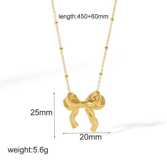 Women's Jewelry Stainless Steel Bow Geometric High Sense Electroplated Necklace Earrings Ring