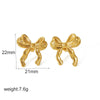 Women's Jewelry Stainless Steel Bow Geometric High Sense Electroplated Necklace Earrings Ring