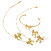 Women's Jewelry Stainless Steel Bow Geometric High Sense Electroplated Necklace Earrings Ring