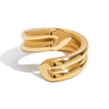 Women's Jewelry Stainless Steel Geometric Double Thread Love Open Ring Electroplated Classic Style