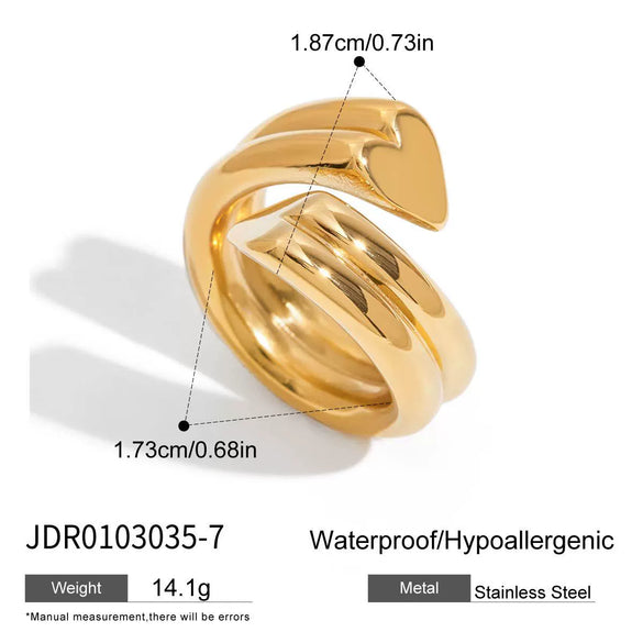 Women's Jewelry Stainless Steel Geometric Double Thread Love Open Ring Electroplated Classic Style